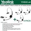 Yealink YHS33 4-PACK Wideband Headset for Yealink IP Phones, plug and play